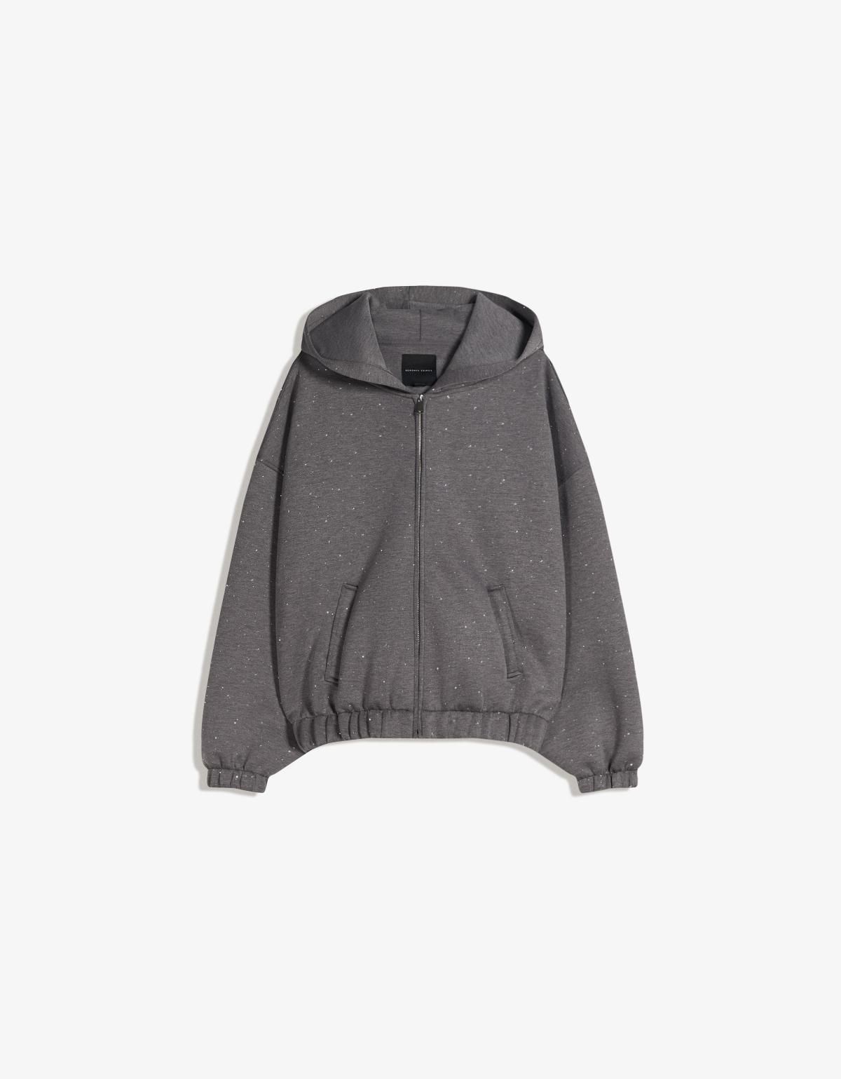 버쉬카 글리터 네오프렌 후드 스웨트셔츠 6687/080 DARK GREY - 상품 이미지