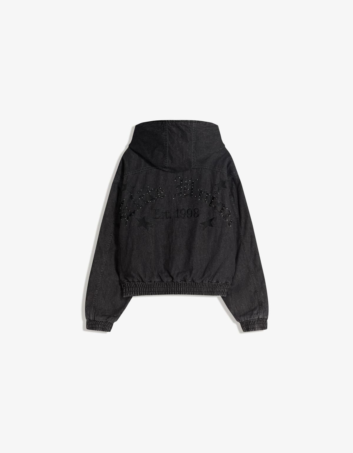 버쉬카 데님 후드 스터드 집업 봄버 재킷 6599/074 BLACK - 상세 이미지 3