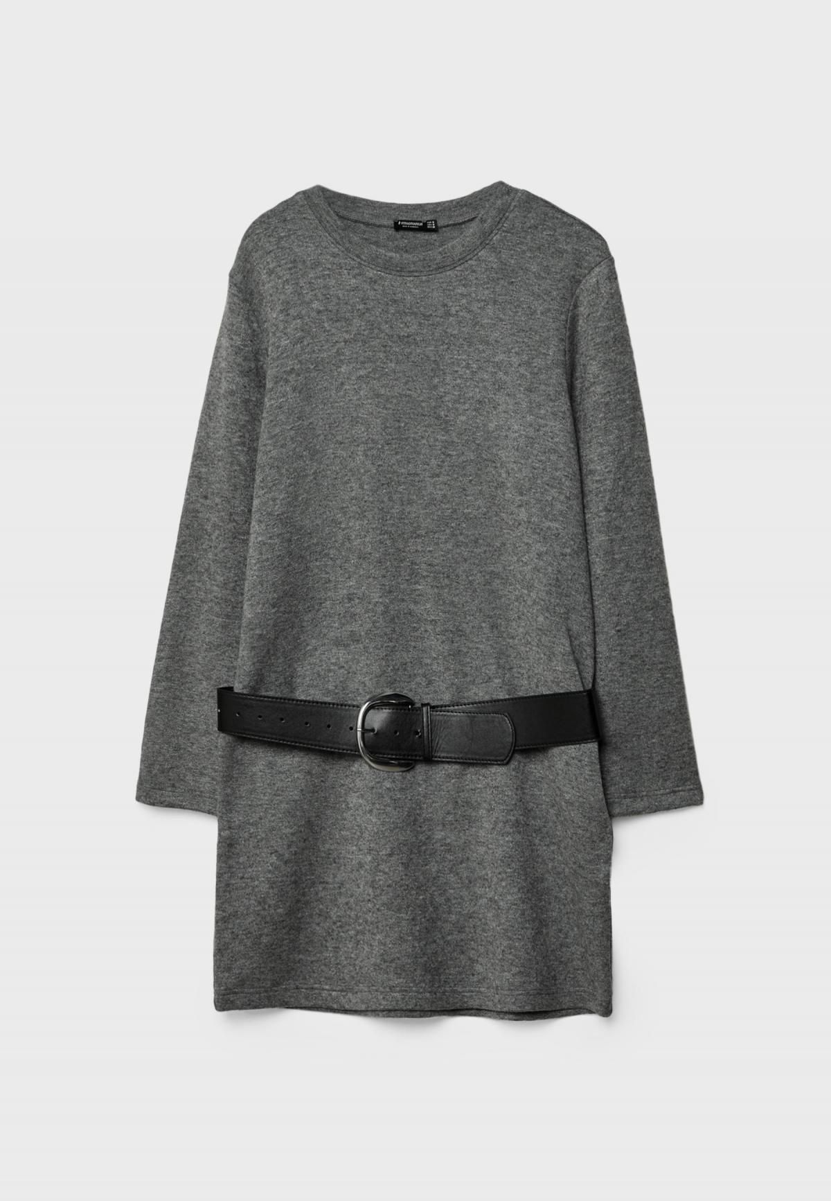 스트라디바리우스 라운드넥 벨티드 니트 미니 원피스 8177/595 DARK GREY - 메인 이미지