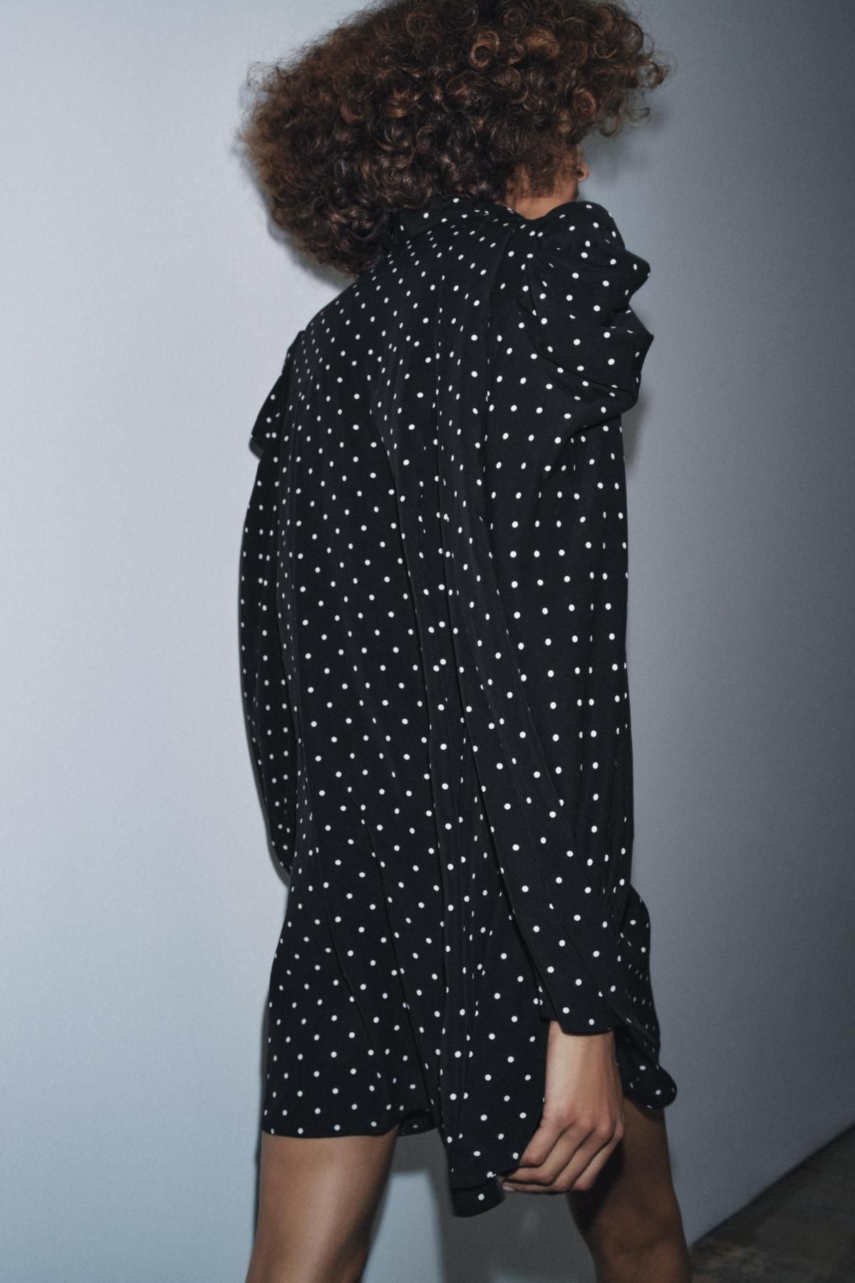 자라 도트 패턴 스카프 미니 원피스 9261/122 BLACK - 상세 이미지 4