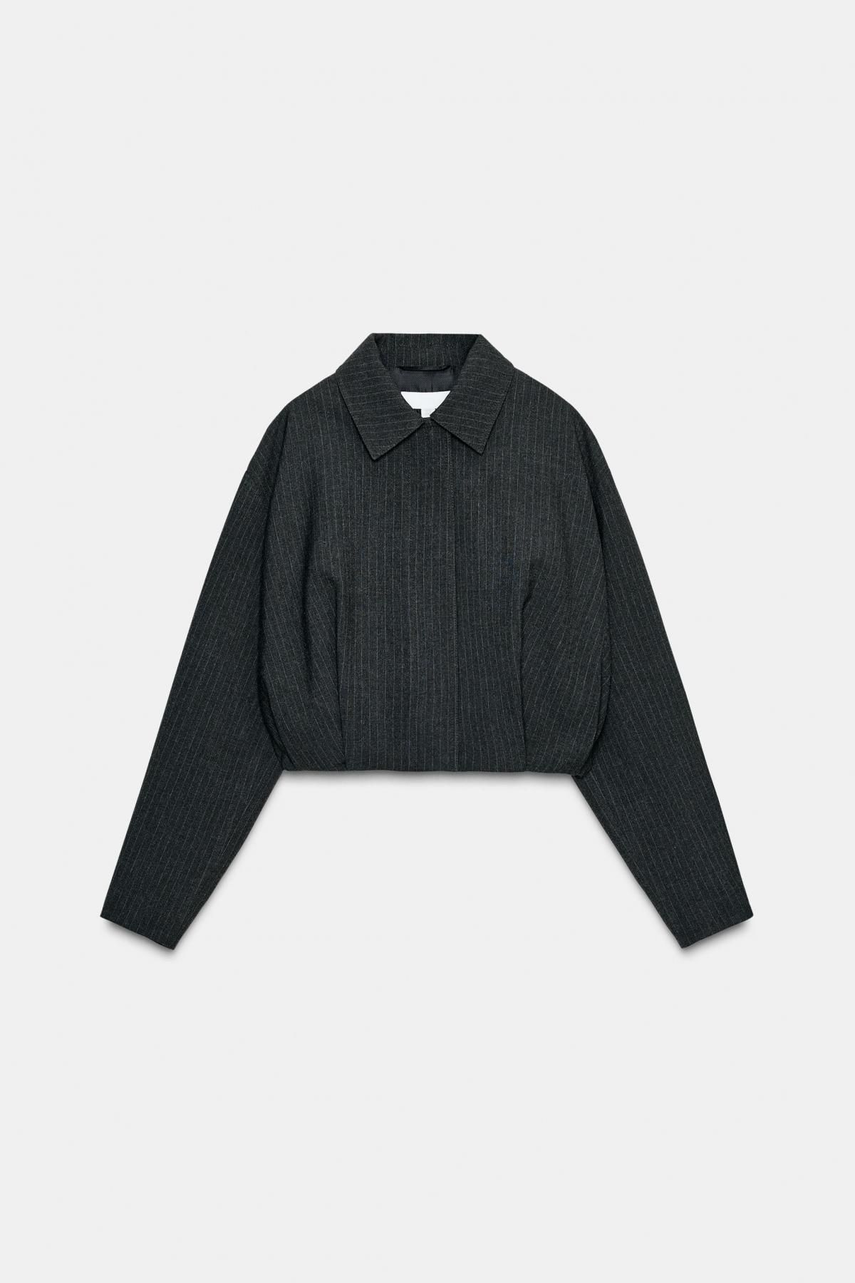 자라 핀스트라이프 숏 벌룬 봄버 재킷 9284/527 GREY - 메인 이미지
