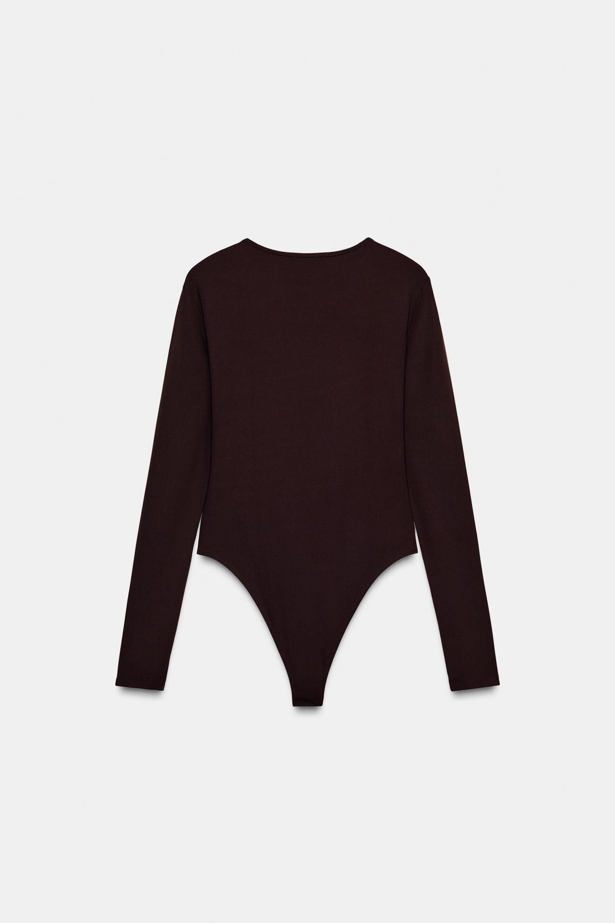 자라 베이직 폴리아미드 라운드넥 긴팔 바디수트 1026/825 DARK BROWN - 상세 이미지 2