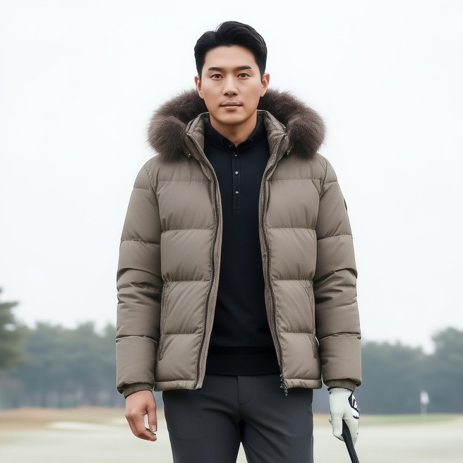 팬텀골프 FANTOM 남성 겨울 프리미엄 폭스퍼 덕다운 패딩점퍼 - 메인 이미지
