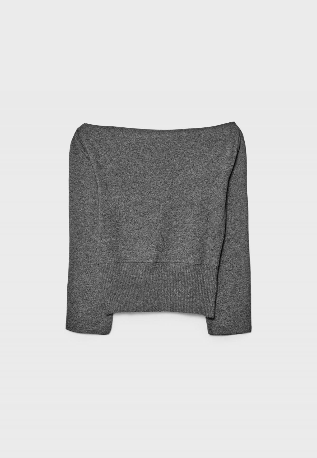 스트라디바리우스 보트넥 니트 새시 벨트 긴팔 티셔츠 6555/406 DARK GREY - 상세 이미지 3