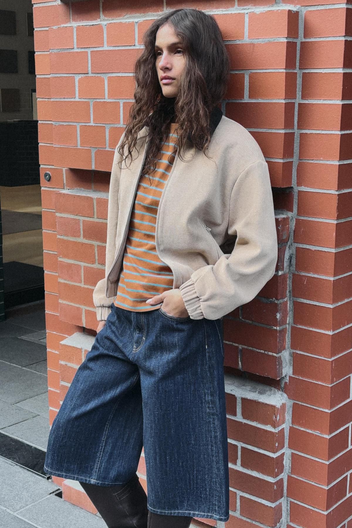 자라 코듀로이 배색 카라 집업 재킷 5063/888 BEIGE - 상세 이미지 2