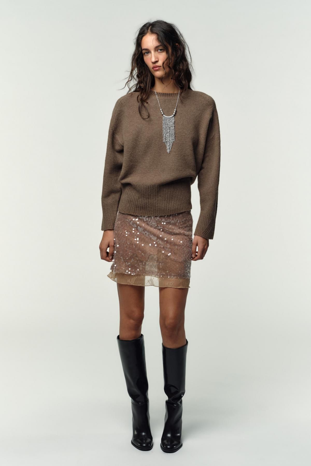 자라 소프트 라운드넥 니트 스웨터 브라운 1509/109 MINK BROWN - 상세 이미지 2