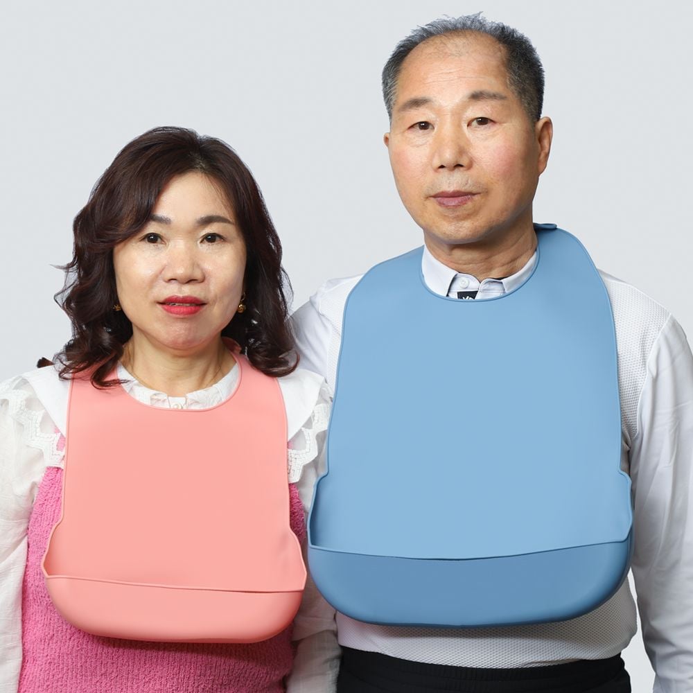성인턱받이 어르신 턱받이 휴대용 환자용 요양병원 식사 받침대 블루대형 - 상세 이미지 2