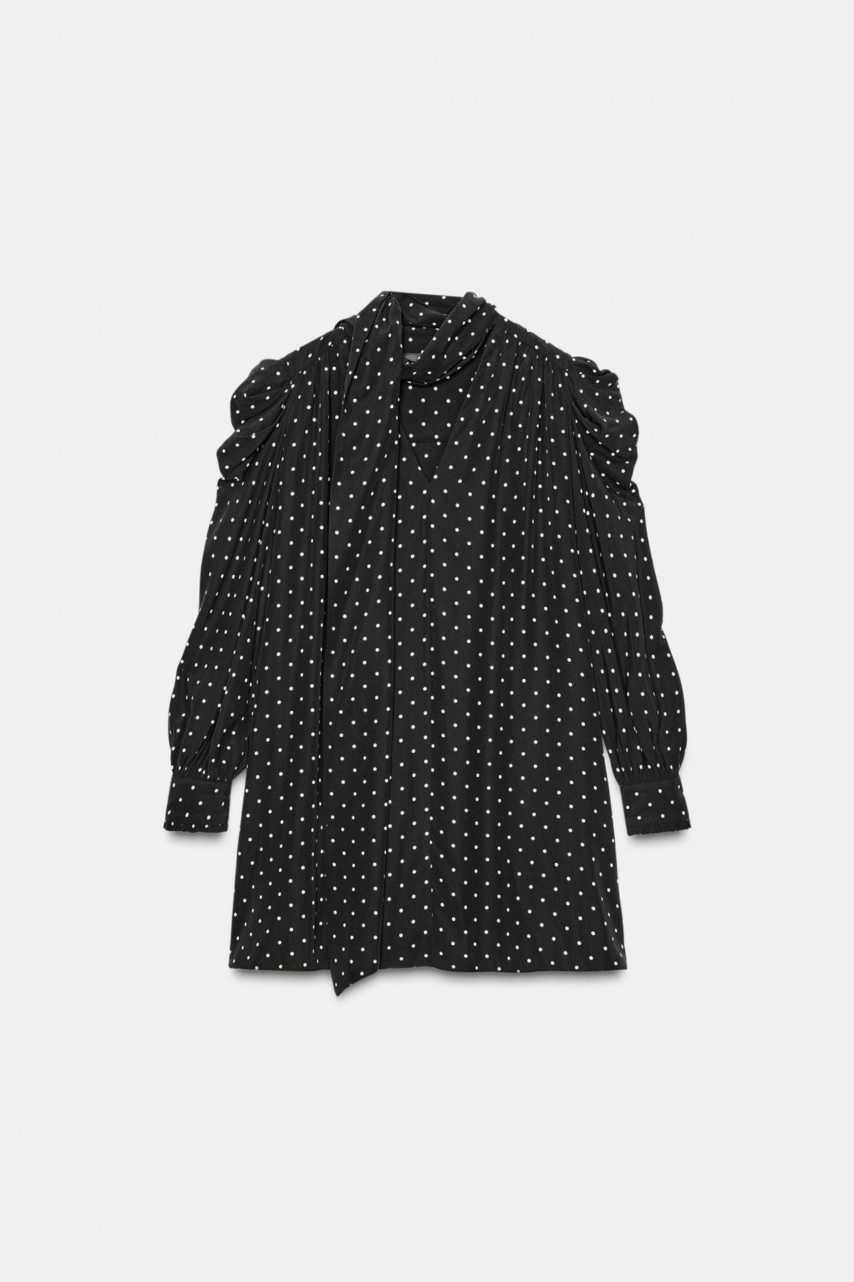 자라 도트 패턴 스카프 미니 원피스 9261/122 BLACK - 메인 이미지