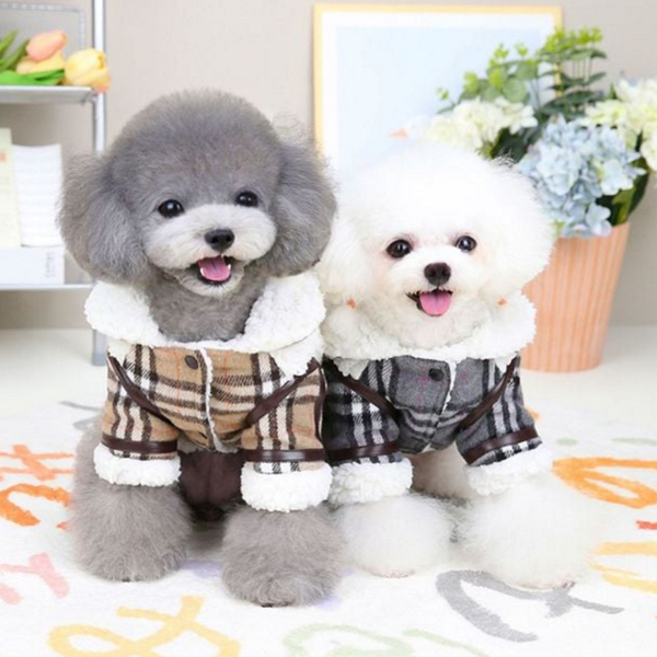 겨울 강아지 무스탕 자켓 방한복 강아지 체크 자켓 애견