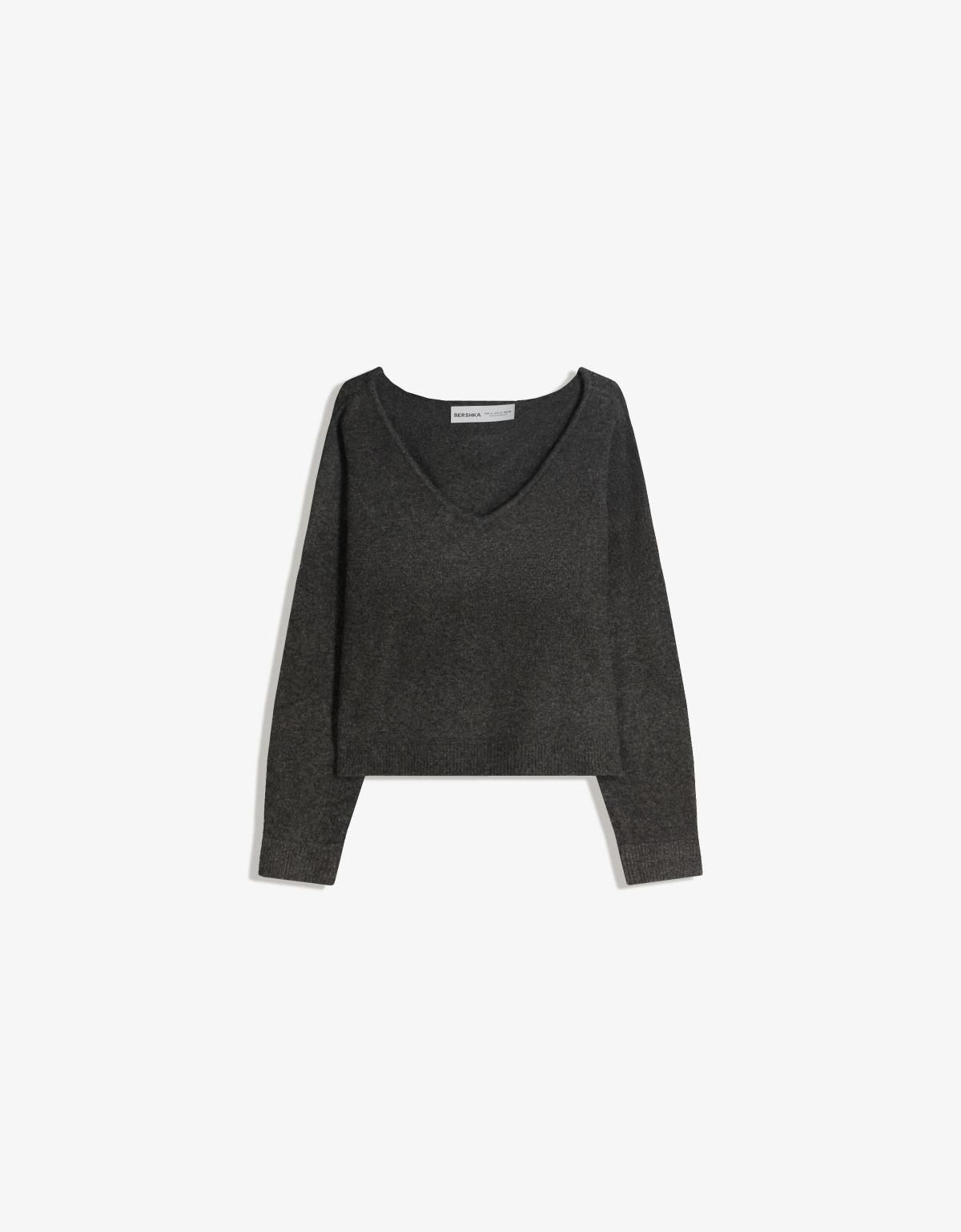 버쉬카 소프트터치 브이넥 니트 스웨터 7108/693 DARK GREY - 상품 이미지
