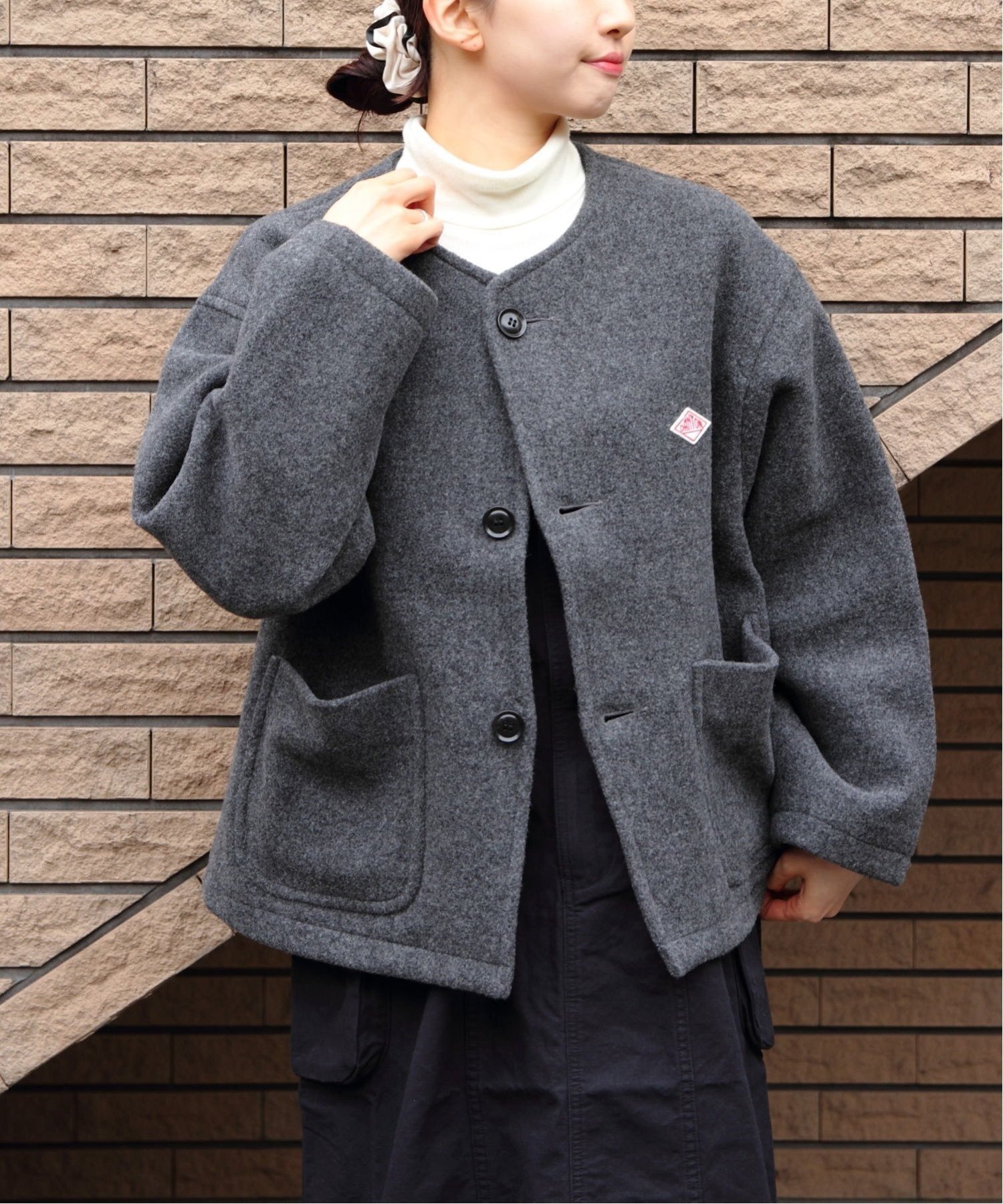 단톤 울 노카라 재킷 라이트 파일 노카라 자켓 25F/W DT-A0013 M.GREY, 36 이미지 8
