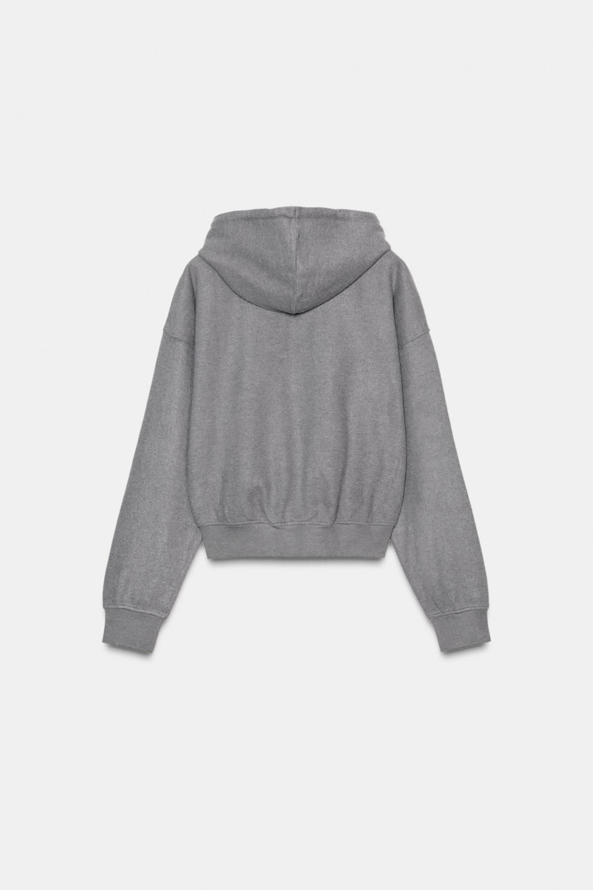 자라 소프트 리브드 집업 후드 스웨트셔츠 3253/836 MID-GREY - 상세 이미지 5