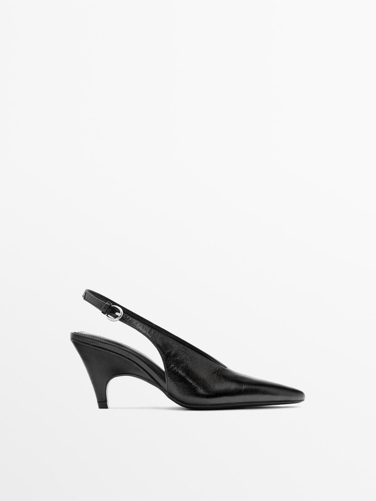 마시모두띠 프리미엄 레더 8cm 힐 슬링백 슈즈 1405/750 BLACK - 메인 이미지