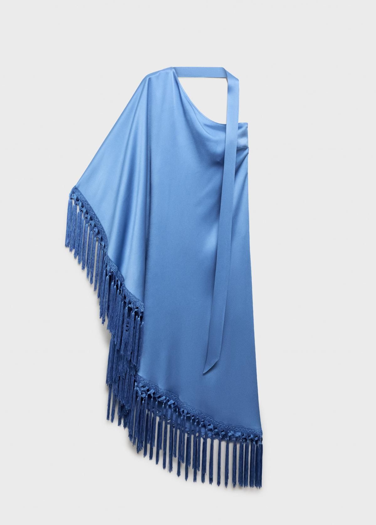 망고 새틴 비대칭 프린지 미디 원피스 87095991 AZUL CELESTE - 상품 이미지