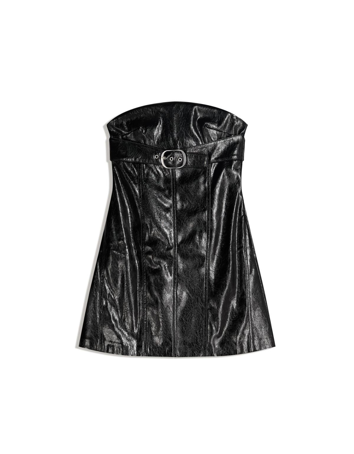 버쉬카 페이크 레더 벨티드 미니 원피스 5760/710 BLACK - 상세 이미지 3