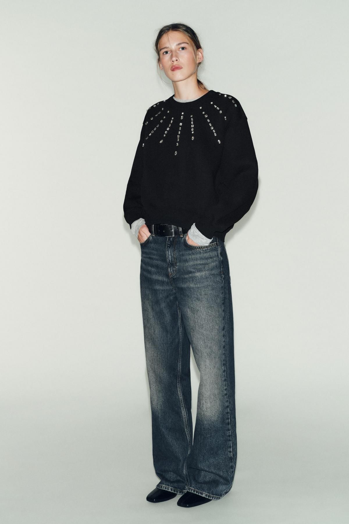 자라 주얼리 라운드넥 스웨트셔츠 1165/859 BLACK - 상세 이미지 2