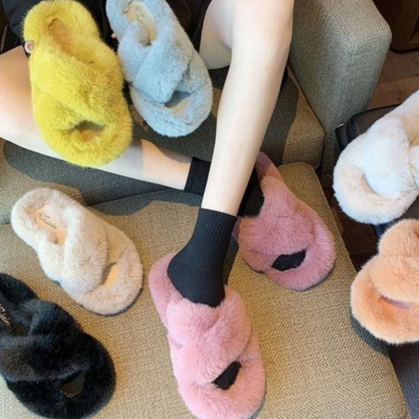 부드러운 여성 털 슬리퍼 푹신 빅사이즈 털 슬리퍼 사무실 - 메인 이미지
