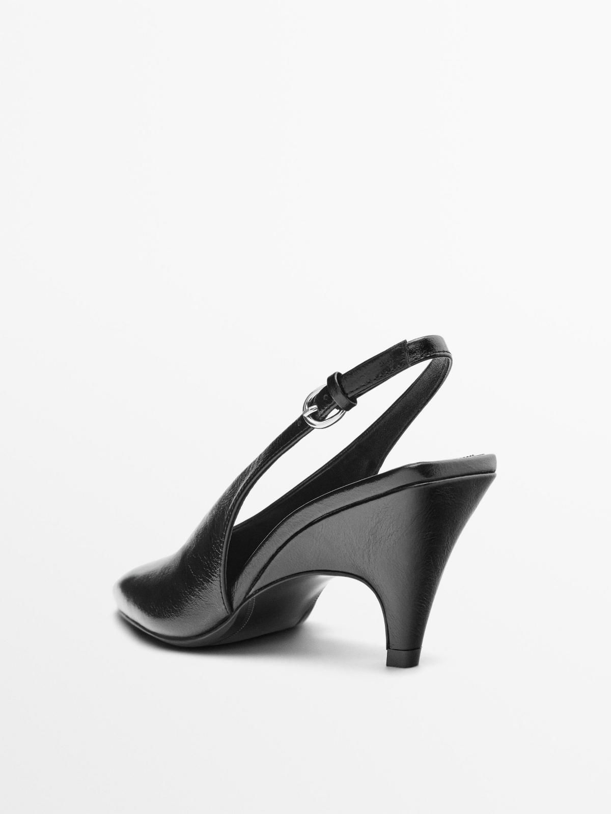 마시모두띠 프리미엄 레더 8cm 힐 슬링백 슈즈 1405/750 BLACK - 상세 이미지 3
