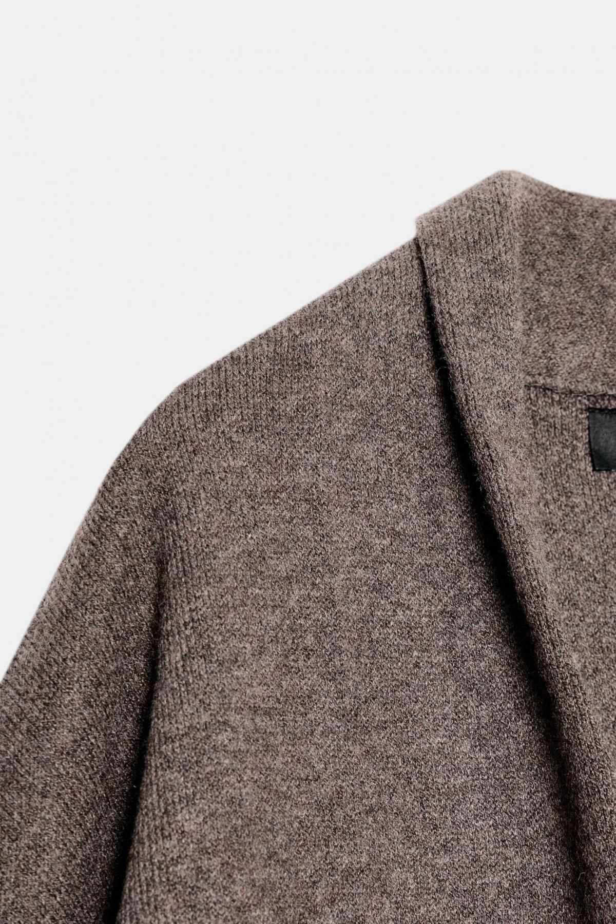 자라 포켓 오픈 롱 니트 가디건 코트 2756/148 BROWN / TAUPE - 상세 이미지 3