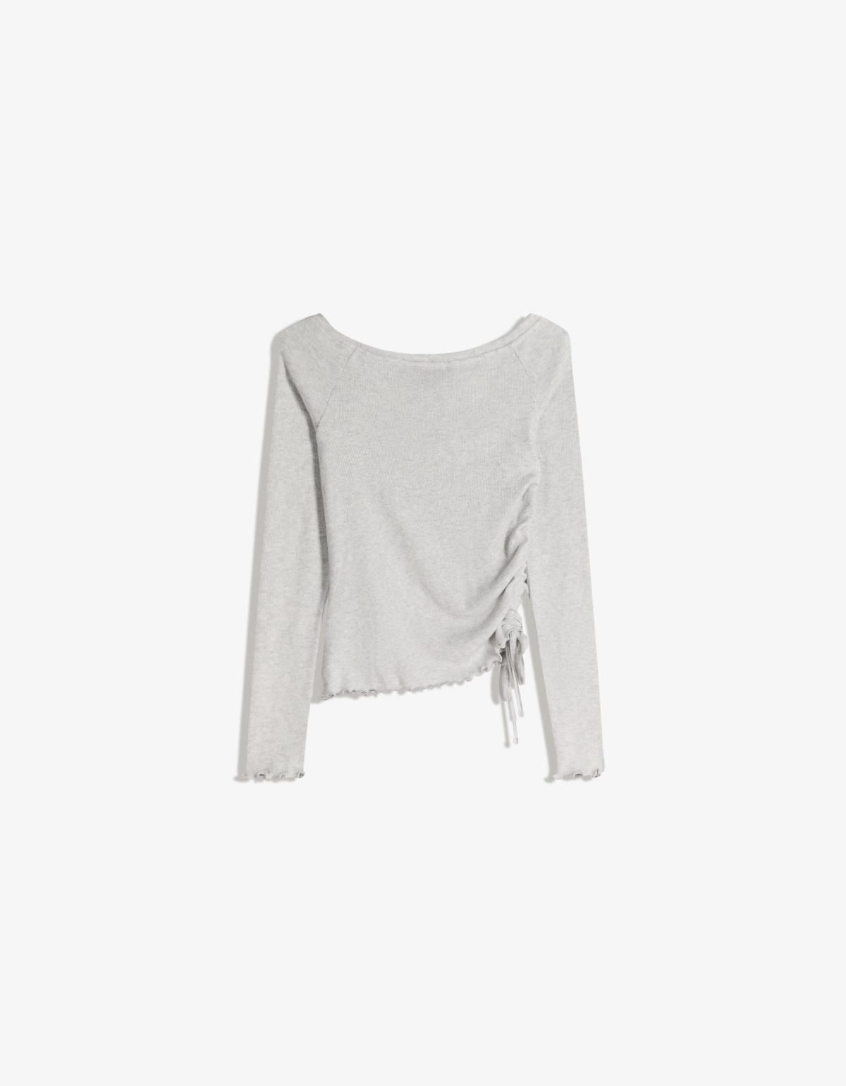 버쉬카 비대칭 셔링 긴팔 티셔츠 7845/173 GREY - 상세 이미지 2