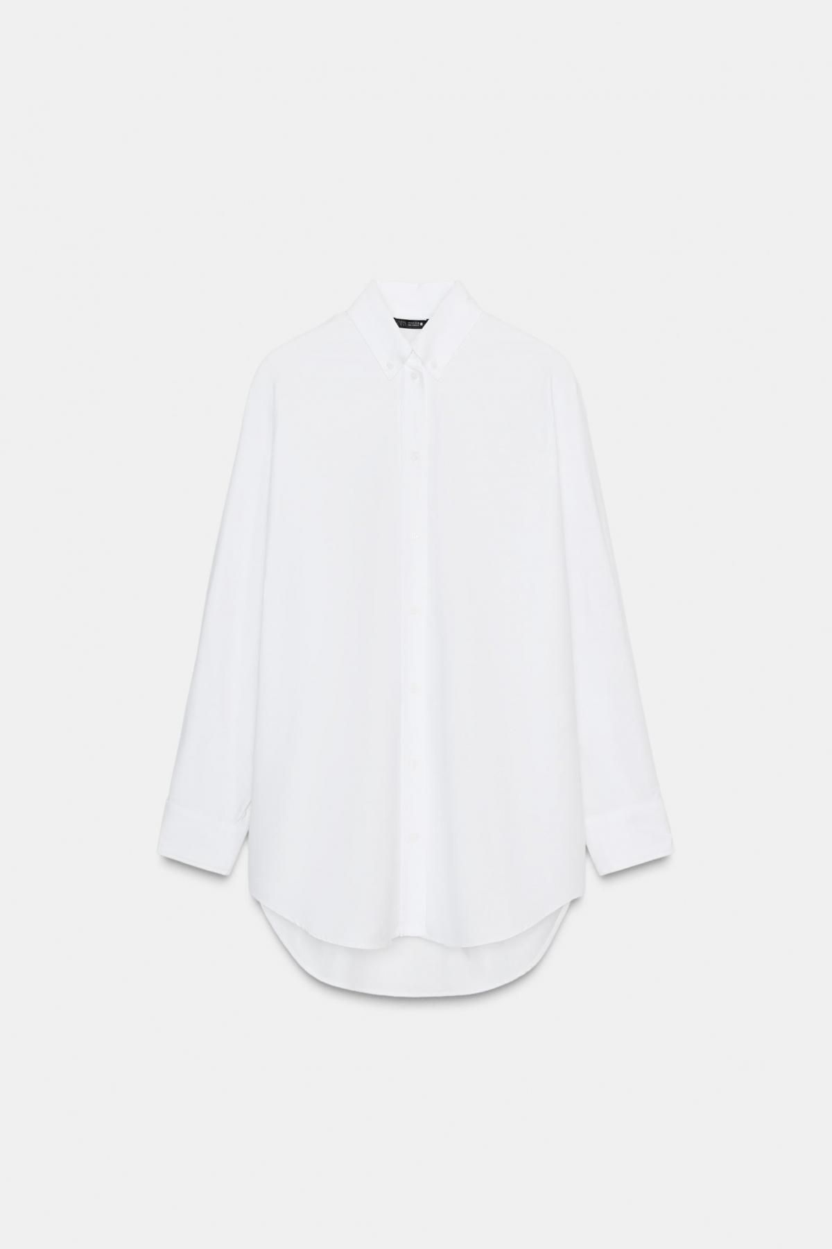 자라 오버사이즈 화이트 옥스포드 긴팔 셔츠 9785/310 WHITE - 메인 이미지