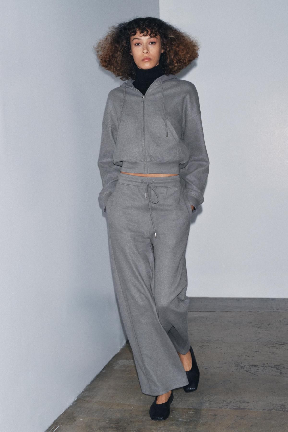 자라 소프트 리브드 집업 후드 스웨트셔츠 3253/836 MID-GREY - 상세 이미지 2