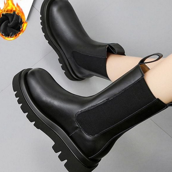 기모 여성 첼시 부츠 따뜻한 여성 앵클 부츠 데일리