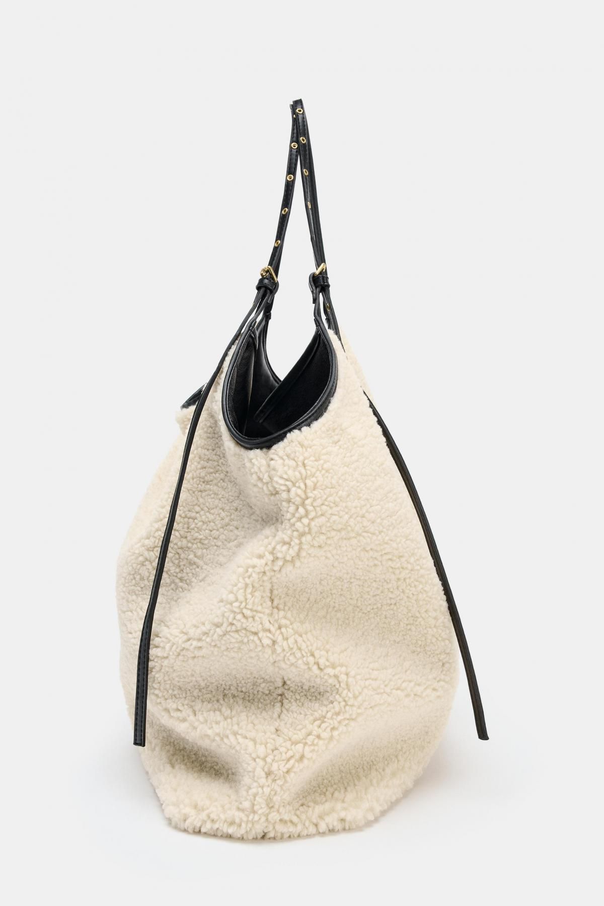 자라 리버서블 퍼 토트 쇼퍼백 6187/610 BLACK - 상세 이미지 5