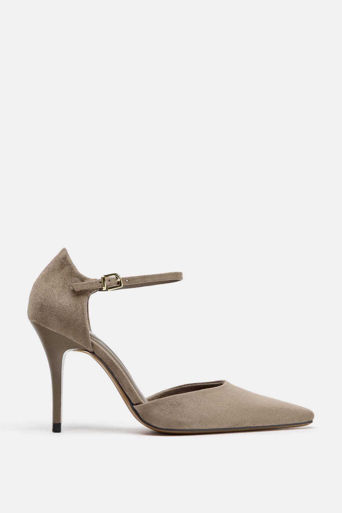 자라 스웨이드 하이힐 앵클 스트랩 슈즈 2236/610 TAUPE GREY - 메인 이미지