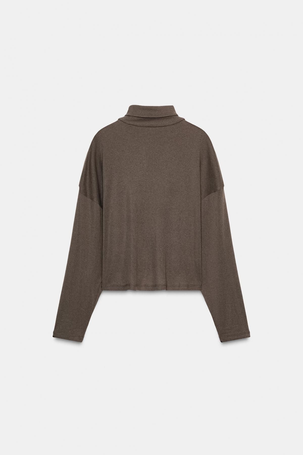 자라 베이직 하이넥 코튼 긴팔 티셔츠 5644/944 KHAKI MARL - 상세 이미지 5