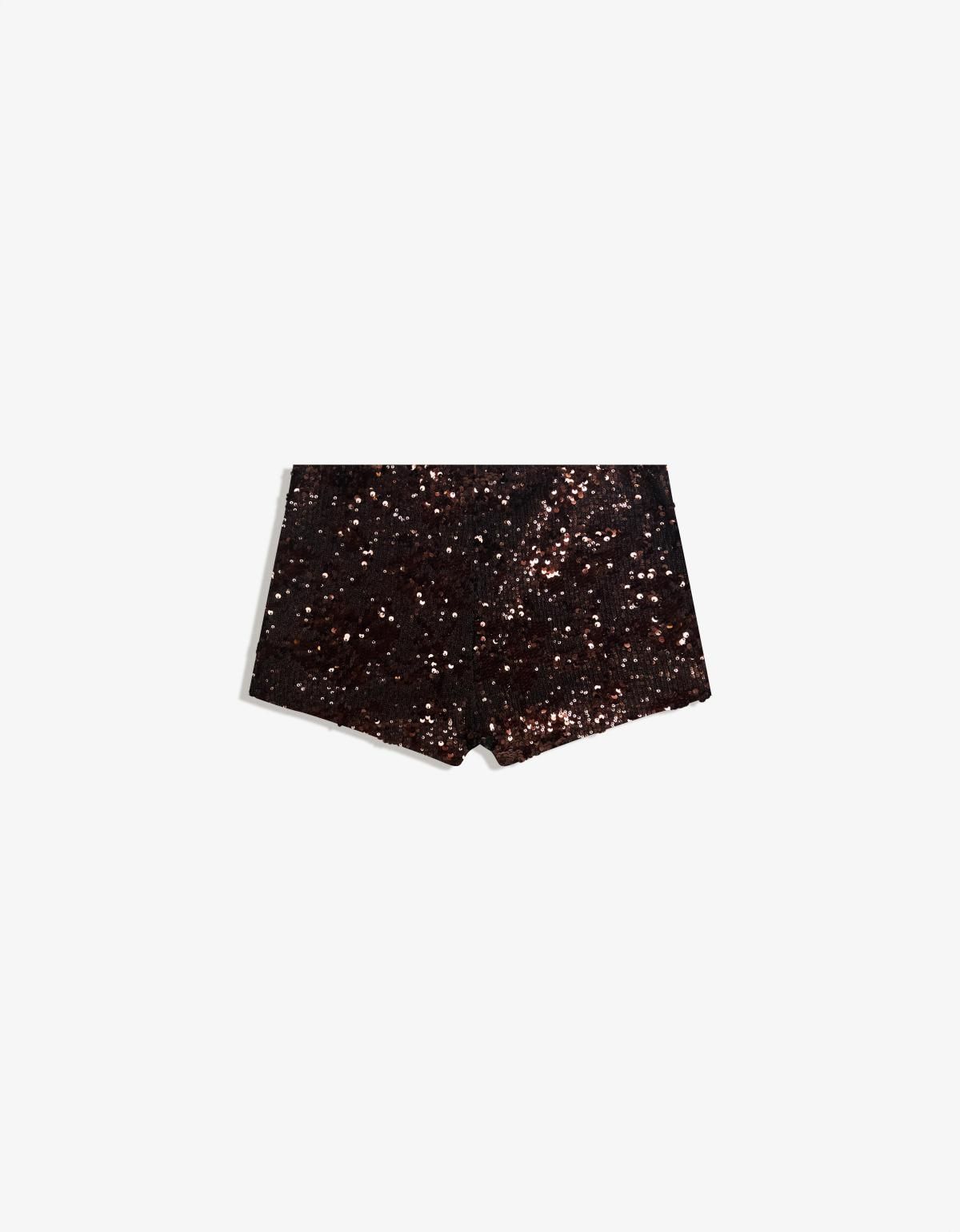버쉬카 글리터 시퀸 미니 쇼츠 8349/662 BROWN - 상품 이미지