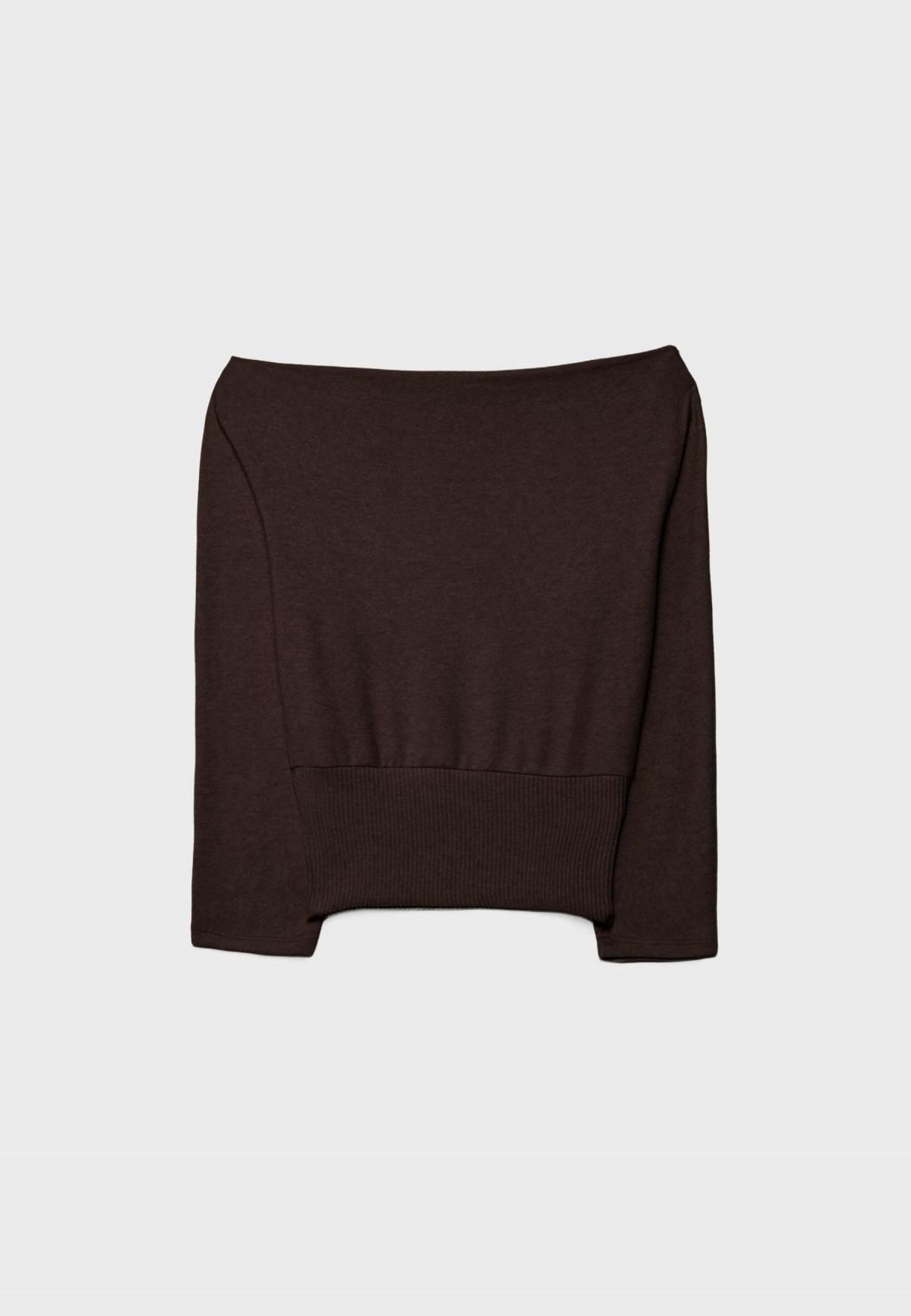 스트라디바리우스 보트넥 니트 새시 벨트 긴팔 티셔츠 6555/405 BROWN - 메인 이미지