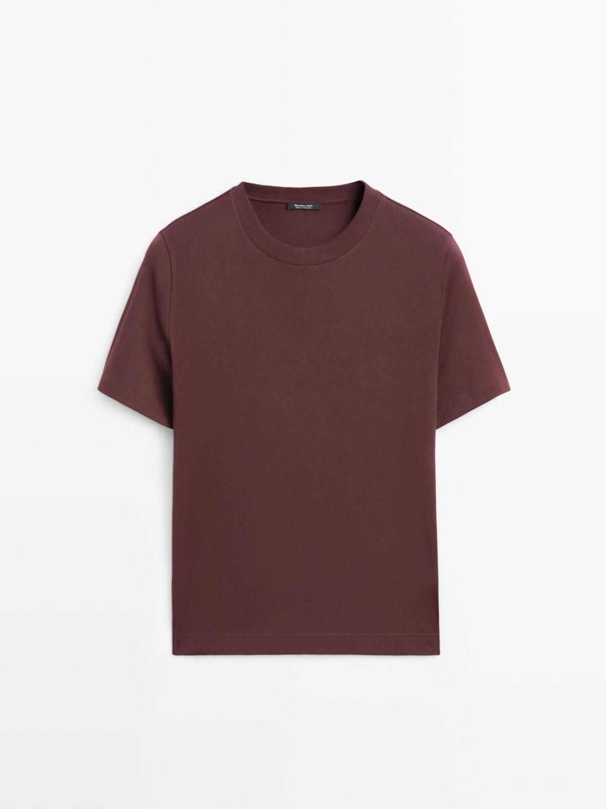 마시모두띠 100 코튼 인터록 크루넥 반팔 티셔츠 6823/541 BURGUNDY - 메인 이미지