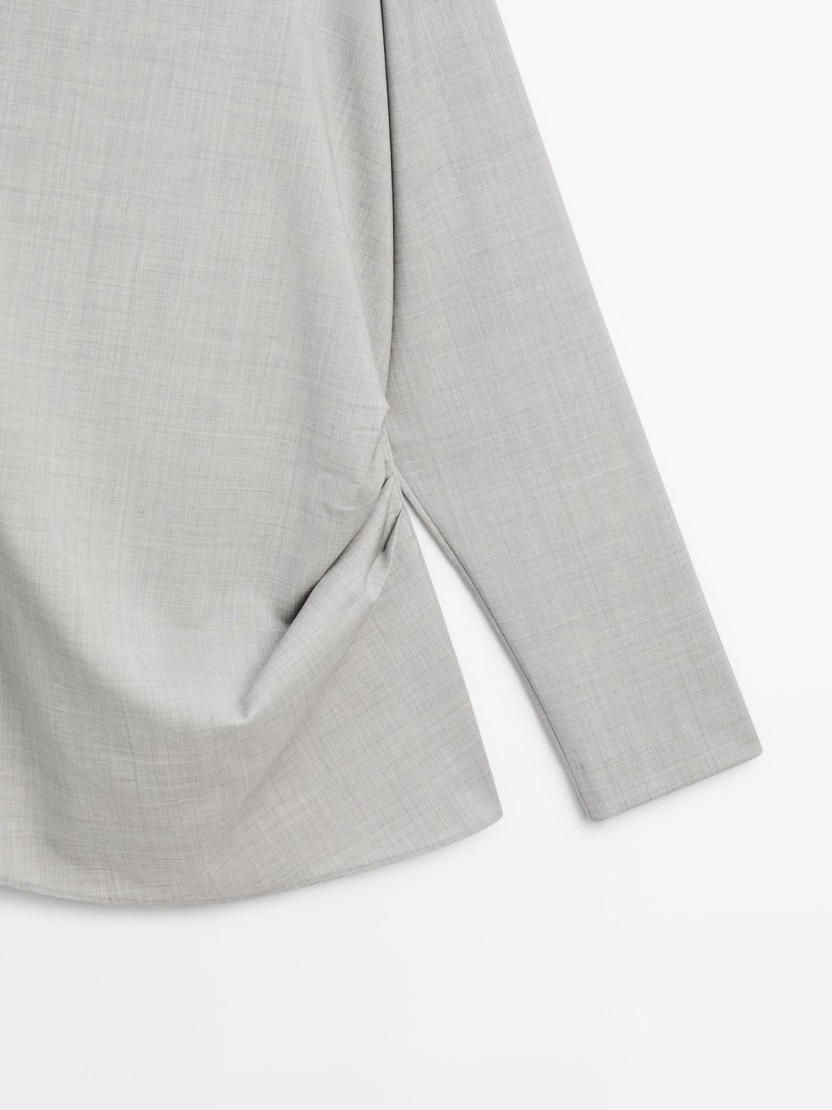 마시모두띠 100 울 비대칭 러플 블라우스 9405/951 PALE GREY 이미지 8