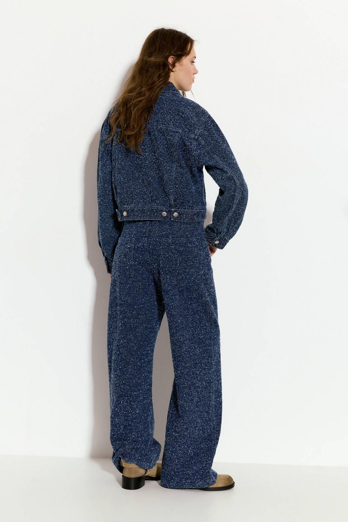 풀앤베어 트렌디 크롭 텍스처 데님 재킷 7700/341 DARK BLUE - 상세 이미지 3
