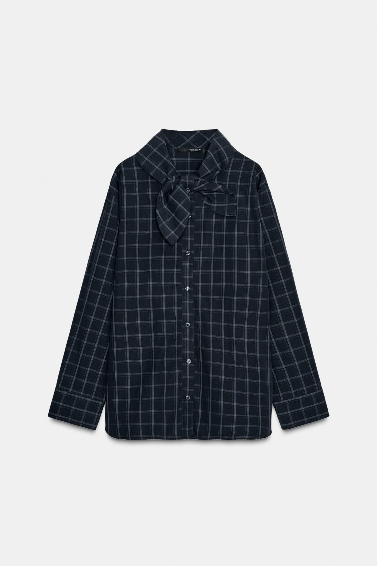 자라 체크 코튼 포플린 긴팔 셔츠 포켓 4661/126 BLUE / NAVY - 메인 이미지