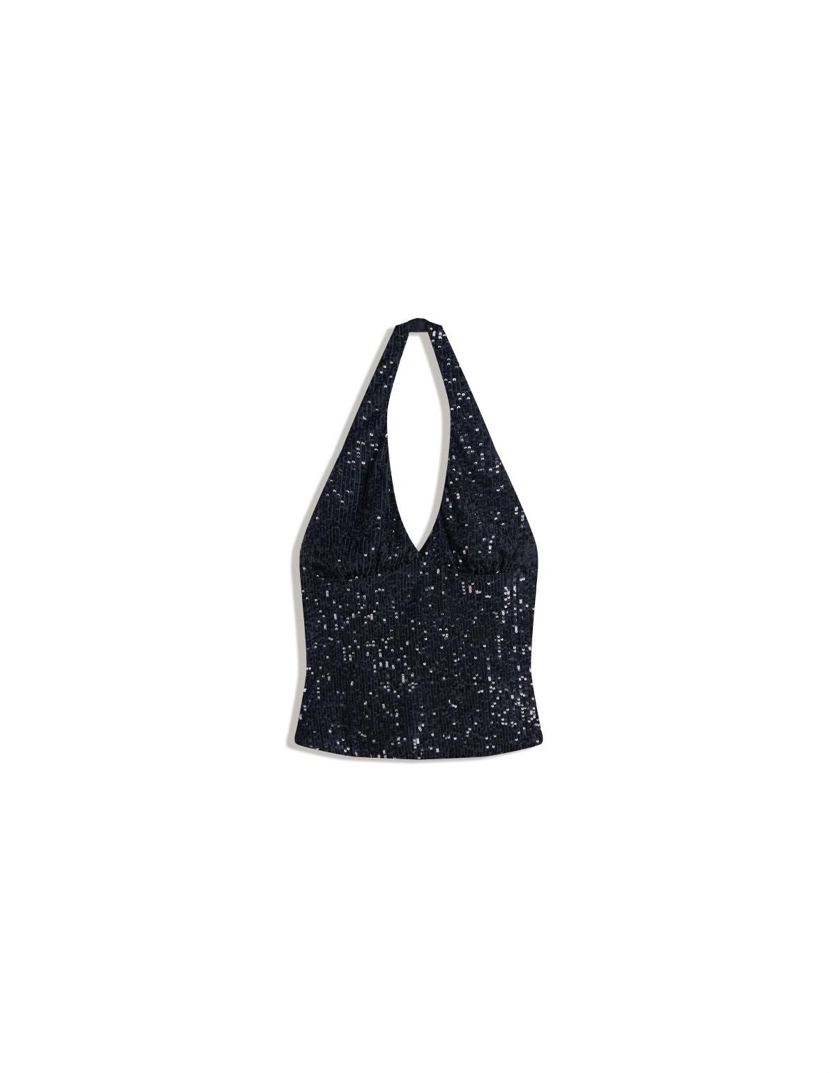 버쉬카 글리터 시퀸 홀터넥 드레이프 탑 8789/710 DARK BLUE - 상세 이미지 3