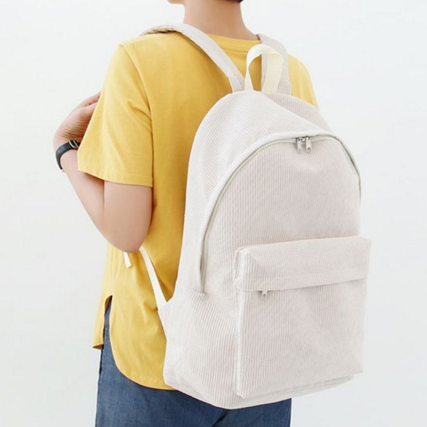 가벼운 코듀로이 백팩 캐주얼 데일리 백팩 학생 수납력 - 상품 이미지