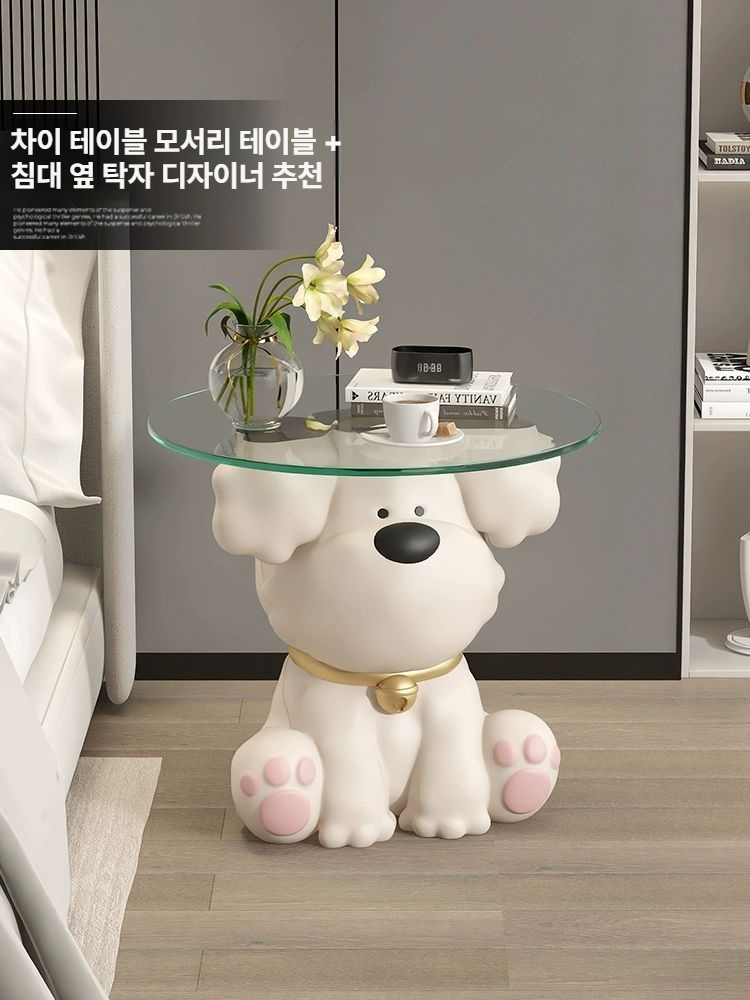 크림 곰 스탠딩 장식품 거실 침실 소파 테이블 집들이 선물 굽은 다리 곰-브라운 - 상세 이미지 5