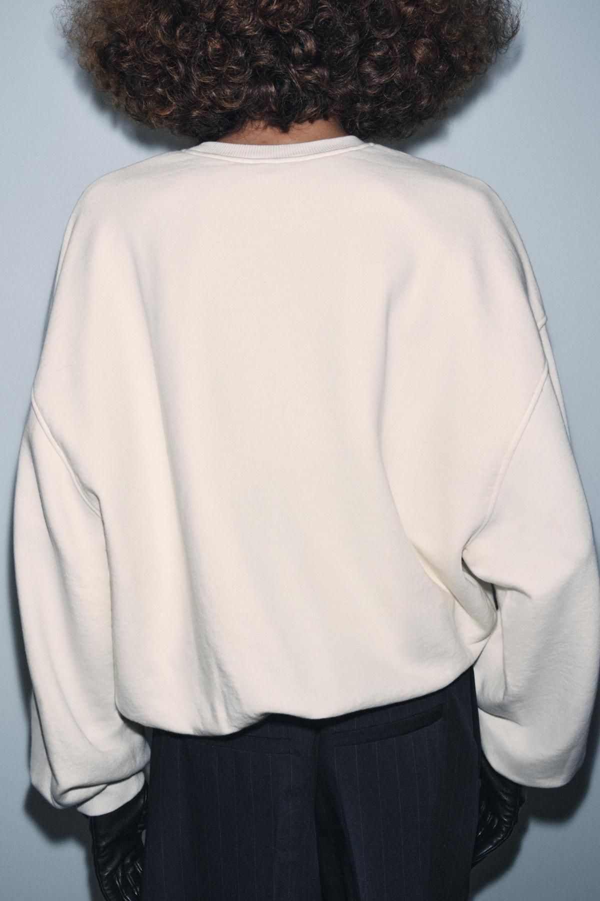 자라 자수 텍스트 벌룬 스웨트셔츠 4805/802 OYSTER-WHITE - 상세 이미지 4
