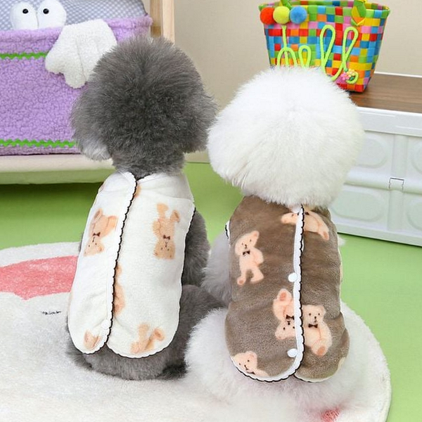 데일리 강아지 옷 테디베어 강아지 플리스 조끼 실내복