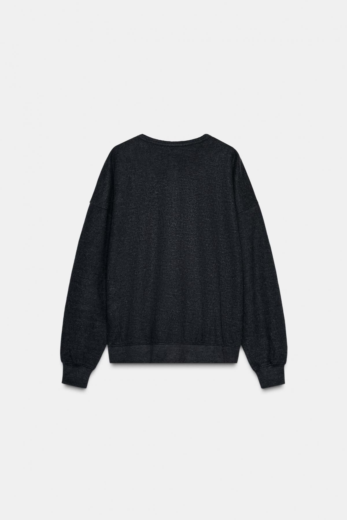 자라 소프트 리브드 지퍼넥 스웨트셔츠 3253/846 DARK GREY - 상세 이미지 5