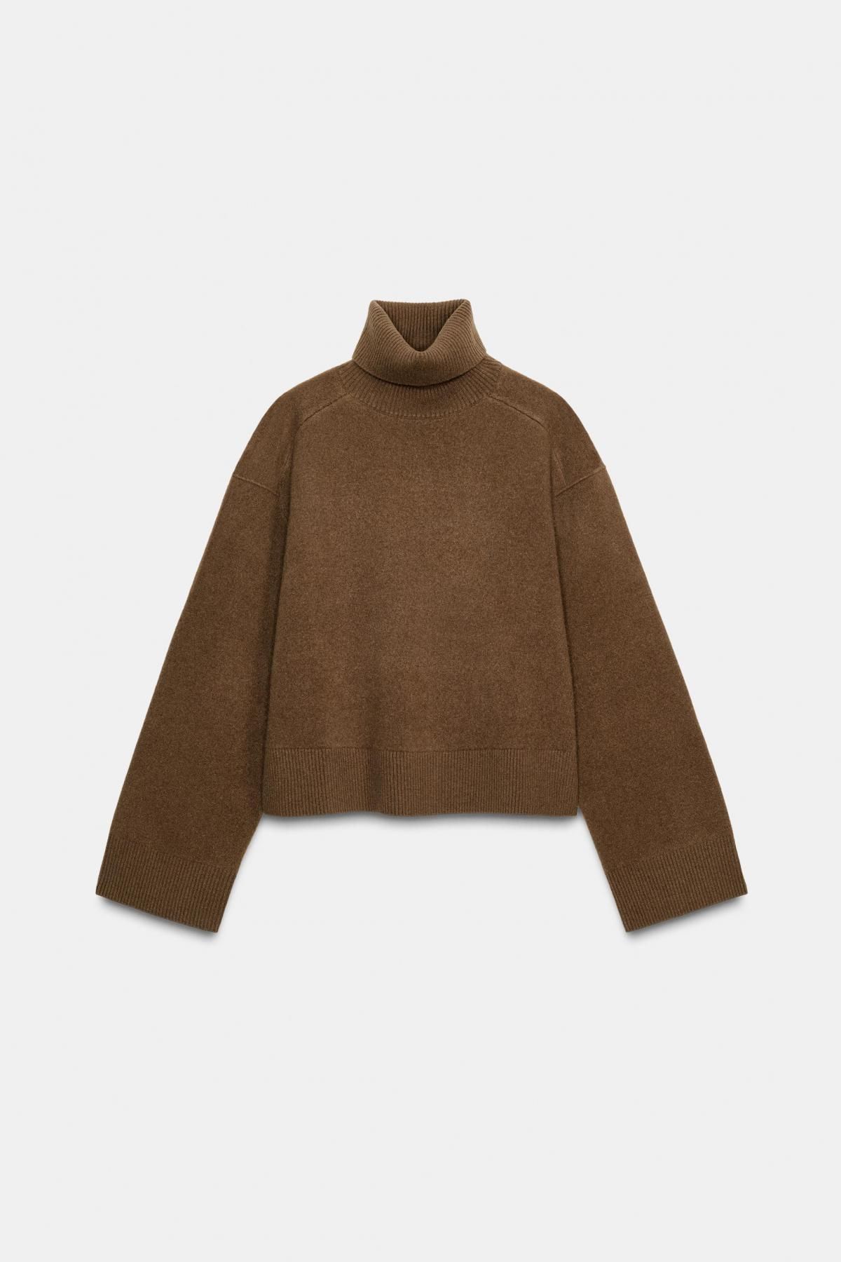 자라 프리미엄 울 하이넥 브라운 스웨터 2893/129 LIGHT BROWN - 상품 이미지