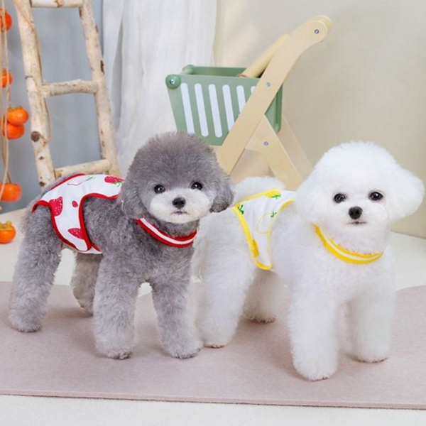 프루츠 강아지 홀터넥 옷 중성화 강아지 딸기 옷 데일리룩 - 상품 이미지