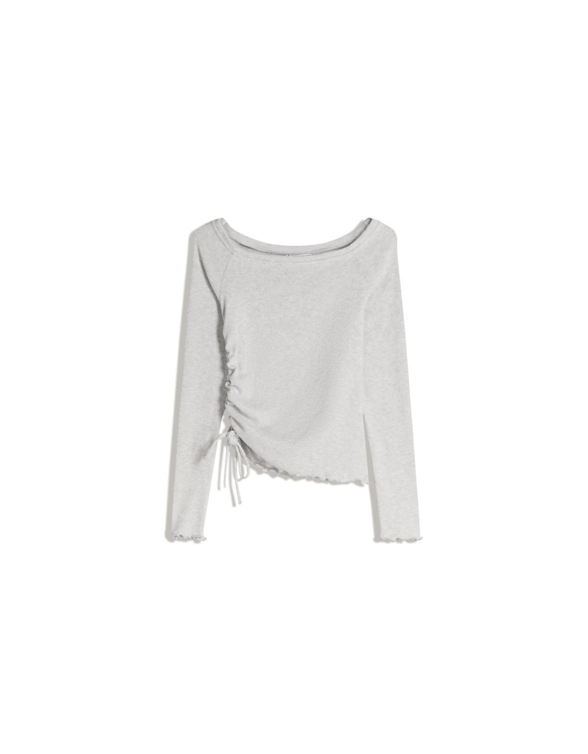 버쉬카 비대칭 셔링 긴팔 티셔츠 7845/173 GREY - 상품 이미지
