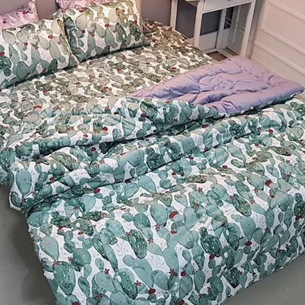 봄가을 선인장 이불 세트 순면 퀸 사이즈 이불 세트