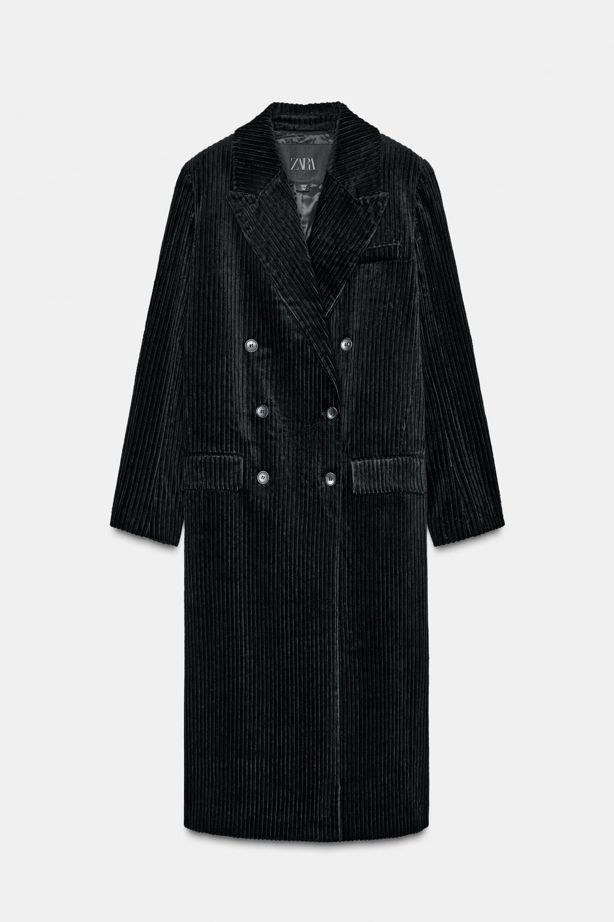 자라 코듀로이 더블 롱 코트 한정판 5344/248 BLACK - 메인 이미지