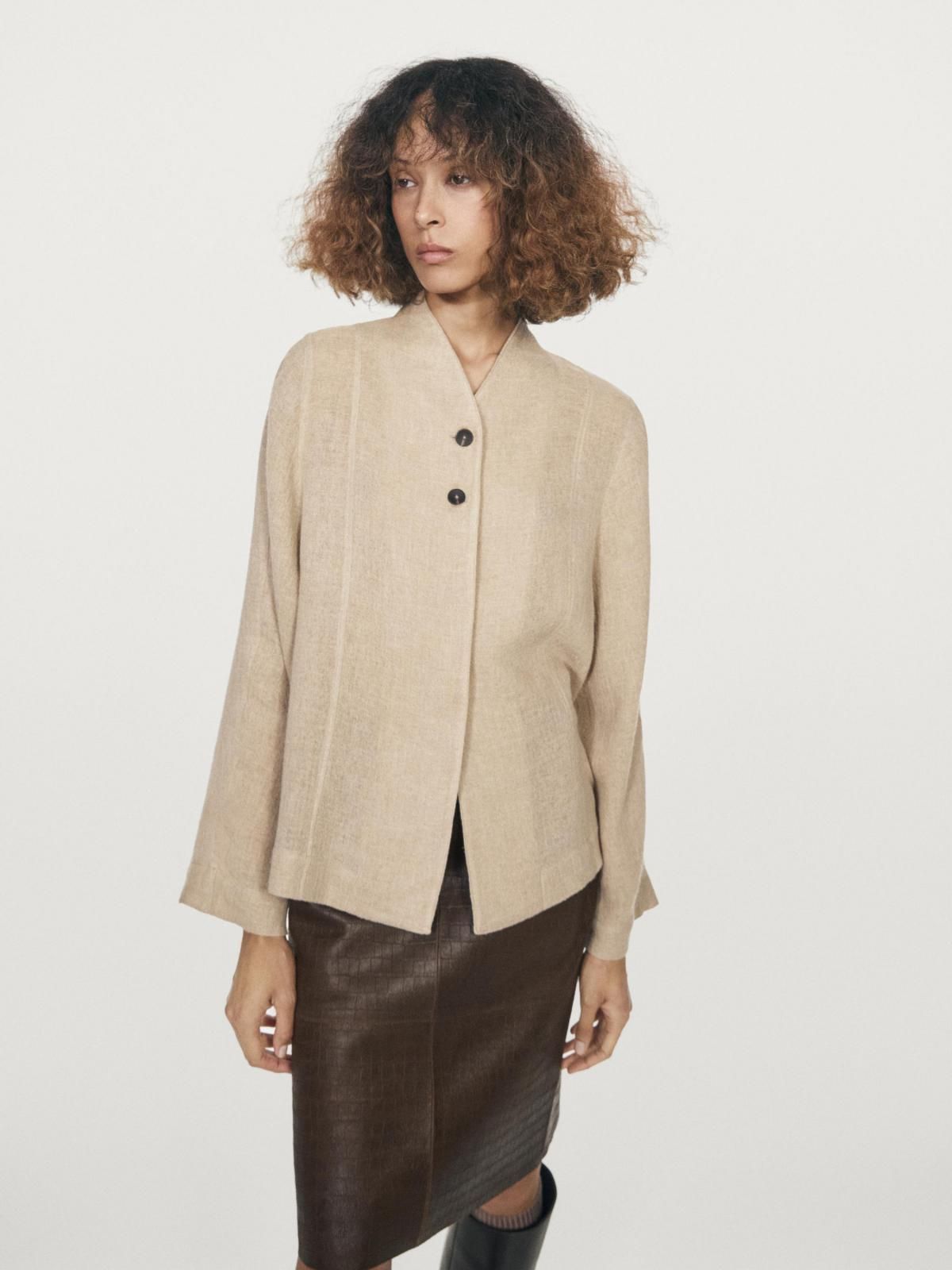 마시모두띠 울 블렌드 브이넥 오버셔츠 베이지 5182/982 BEIGE - 상세 이미지 3