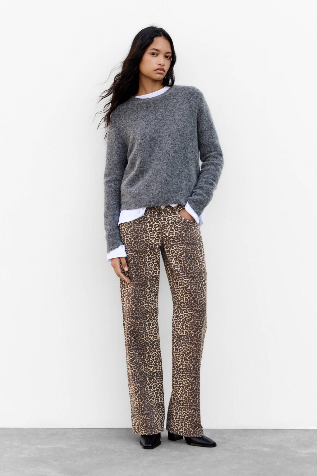 풀앤베어 애니멀 프린트 스트레이트핏 청바지 7683/377 LEOPARD - 상세 이미지 2