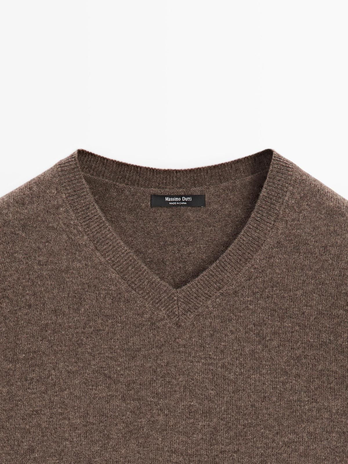 마시모두띠 울 블렌드 브이넥 니트 브라운 스웨터 5611/593 MOLE BROWN - 상세 이미지 3